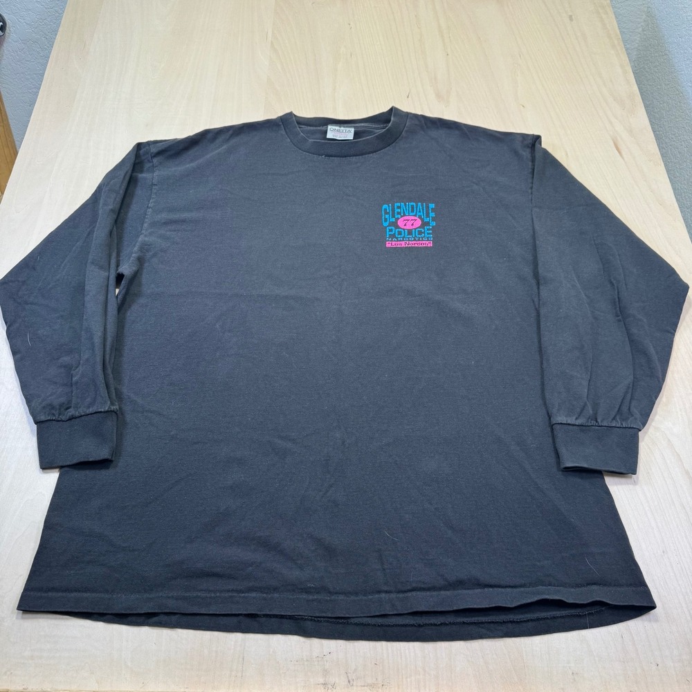 Vintage Glendale Police Narcotics Los Narcos Long Sleeve T Shirt XXL USA made‎